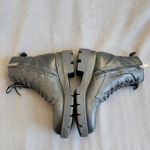 SAM EDELMAN GARRET Shoes Boots Womens 8 Combat Leather Lace Up Inner Zip Motor - Picture 9 of 14